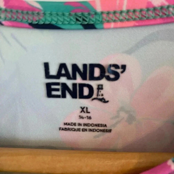 Lands End Girls UPF 50 Tropical Swim Rash Gaurd - Picture 5 of 6
